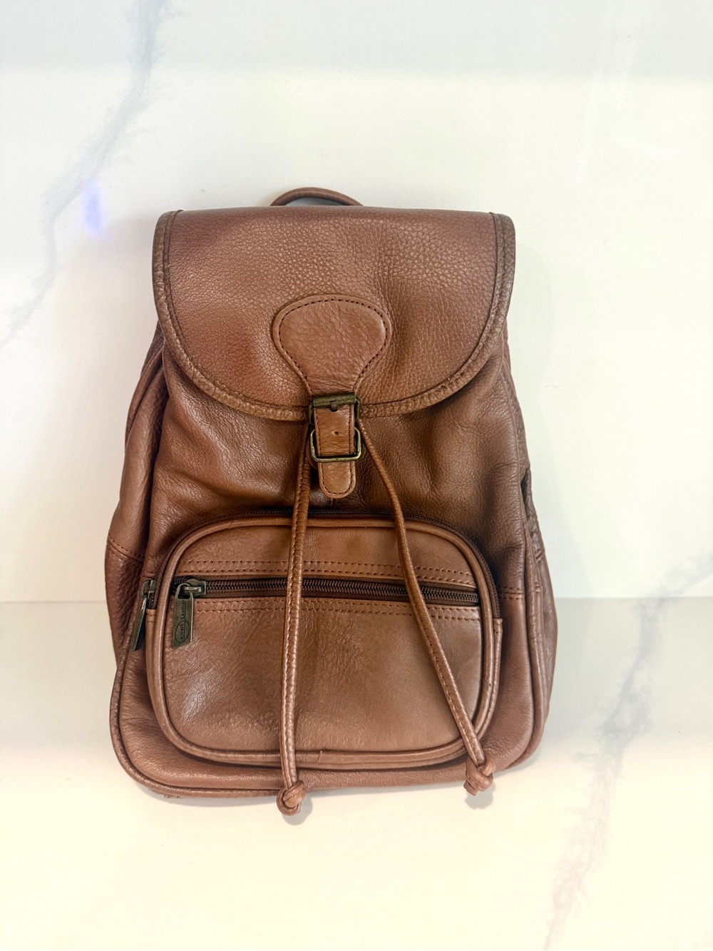 Vintage Brown Leather Daypack Backpack Travel Bag